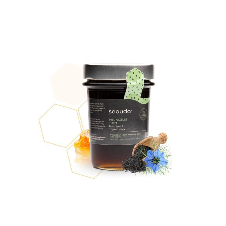 Miel de Thym à la Nigelle (Obtenue par Cryobroyage) - Saouda 250 gr