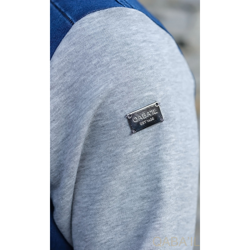 Sweat Bleu Brut Bi-Matière Jogging - Qaba'il : K2