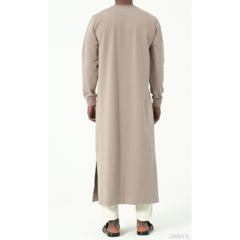 Qamis Long - Taupe et Broderie Taupe - Qaba'il : Sham