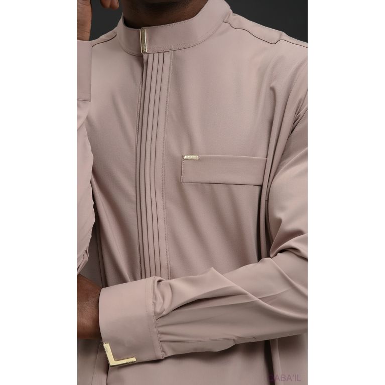 Qaba'il : BEY - Qamis Taupe Long Gamme Premium