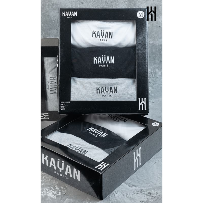 THE BOX : Pack de 3 T-SHIRTS (Noir, Blanc, Gris) - Kayan