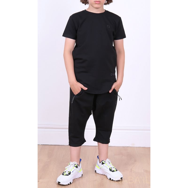 Ensemble Nautik Kid S24 - Sarouel + T-Shirt de 3 à 16 ans - Noir - Qaba'il