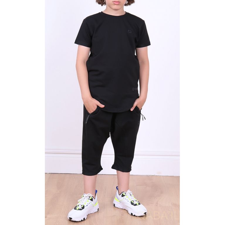 Ensemble Nautik Kid S24 - Sarouel + T-Shirt de 3 à 16 ans - Noir - Qaba'il