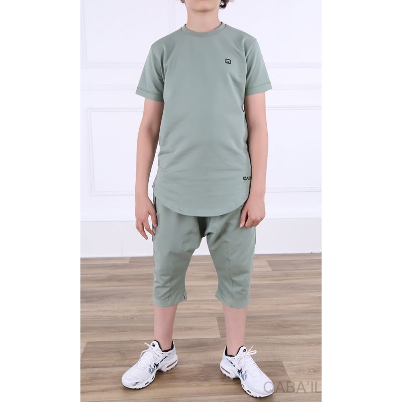 Ensemble Nautik Kid S24 - Sarouel + T-Shirt de 3 à 16 ans - Vert Amande - Qaba'il