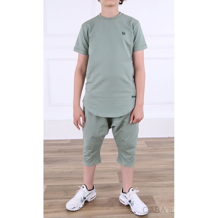 Ensemble Nautik Kid S24 - Sarouel + T-Shirt de 3 à 16 ans - Vert Amande - Qaba'il