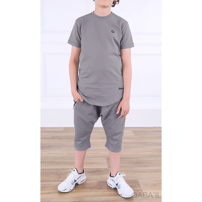 Ensemble Nautik Kid S24 - Sarouel + T-Shirt de 3 à 16 ans - Gris - Qaba'il