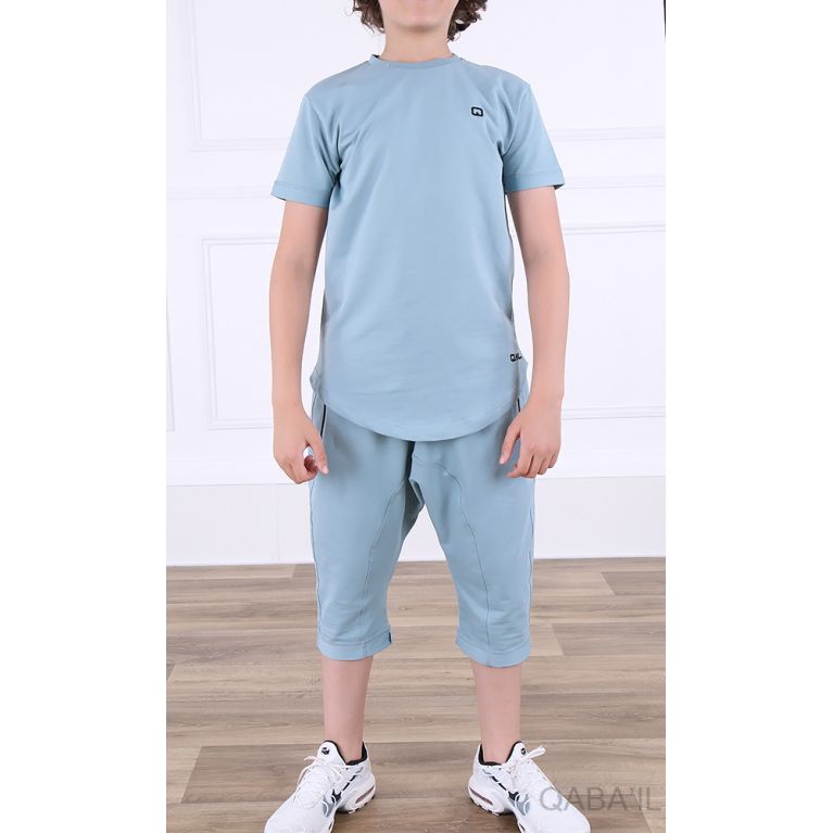 Ensemble Nautik Kid S24 - Sarouel + T-Shirt de 3 à 16 ans - Bleu Ciel - Qaba'il