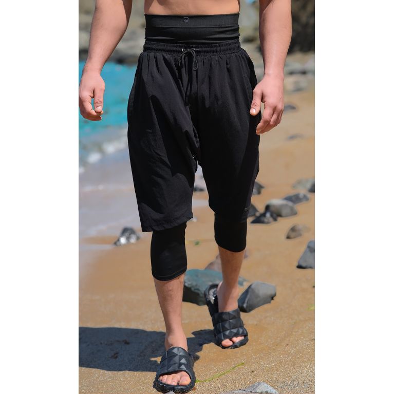 Sarouel de Bain Cycliste - SwimShort - Noir - Qaba'il