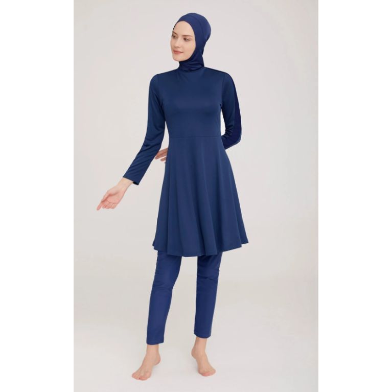 Burkini Hijab Imprimé Bouquets de Fleurs - Noir - Plage et Sport