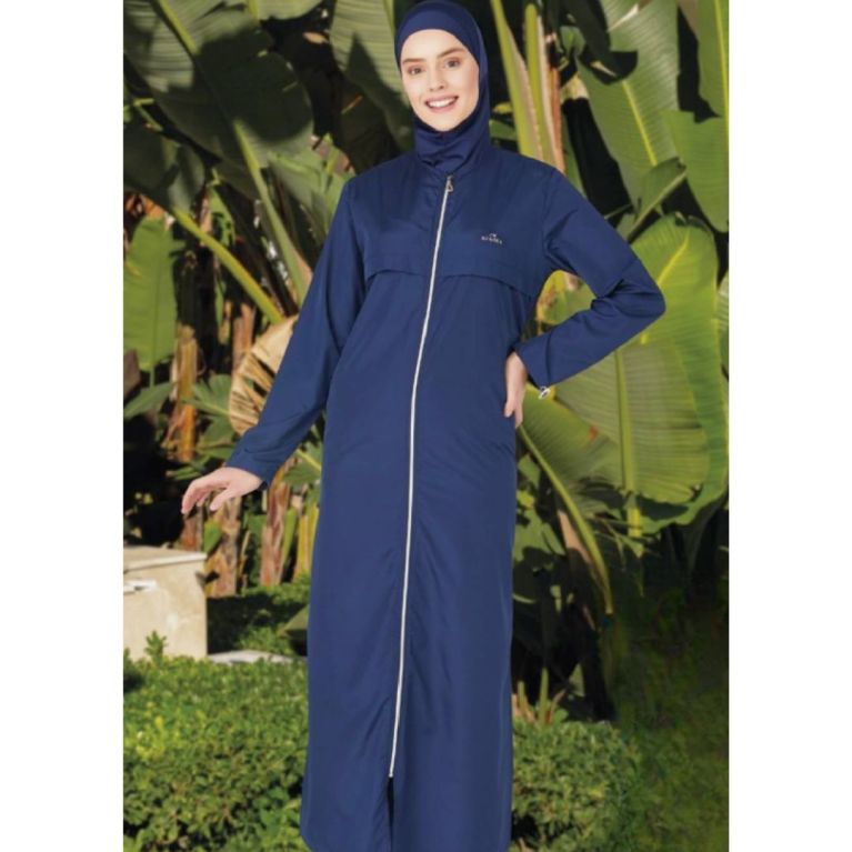 Burkini Hijab 5 Pièces - Navy Blue / Silver - ADASEA