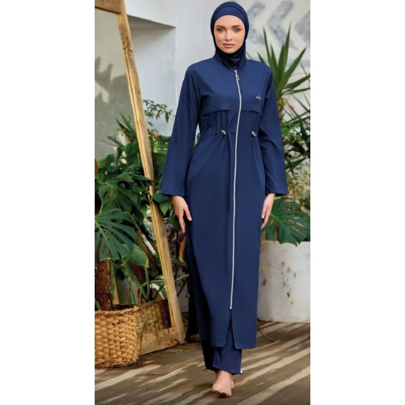 Burkini Hijab 5 Pièces - Navy Blue / Silver - ADASEA