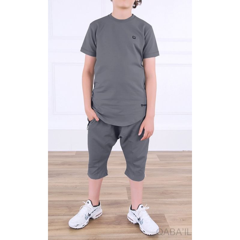 Ensemble Nautik Kid S24 - Sarouel + T-Shirt de 3 à 16 ans - Anthracite - Qaba'il