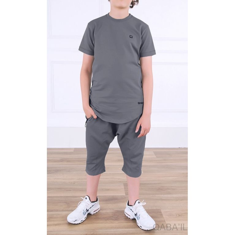 Ensemble Nautik Kid S24 - Sarouel + T-Shirt de 3 à 16 ans - Anthracite - Qaba'il