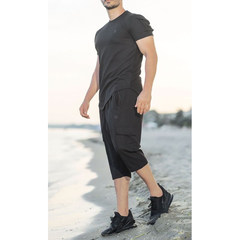 Ensemble IGO : Sarouel Cargo et T-shirt Noir, Qaba'il