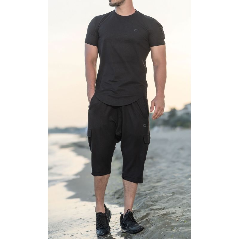 Ensemble IGO : Sarouel Cargo et T-shirt Noir, Qaba'il