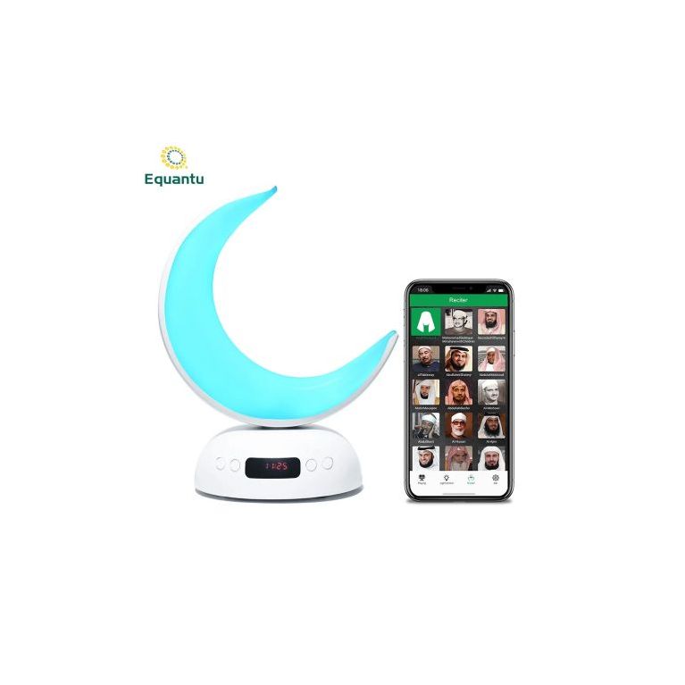 Lampe Coranique Lunaire SQ-902 par Equantu - Design Croissant de Lune Lumineux - Haut-parleur MP3 Bluetooth