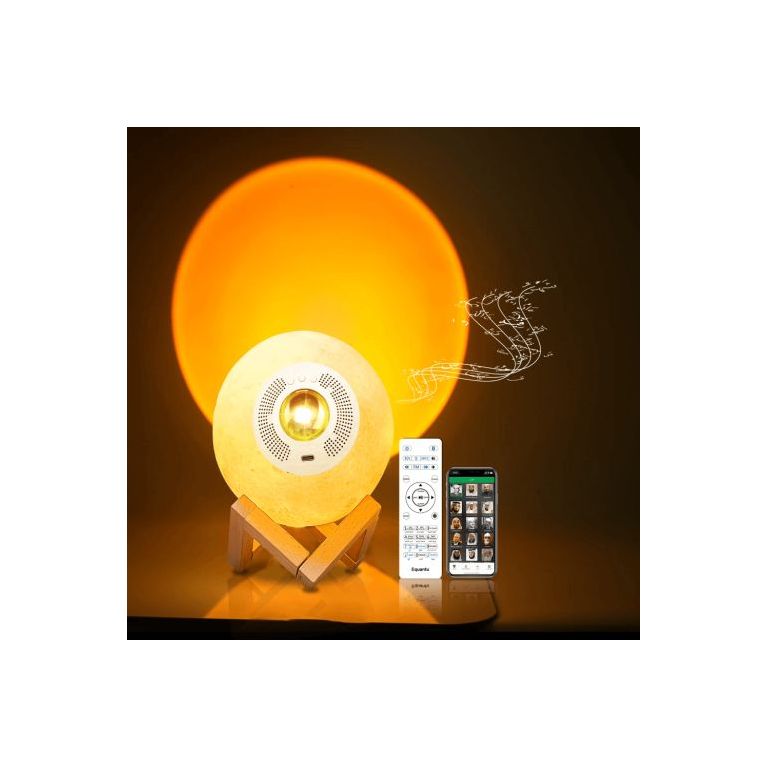 Lune Lampe Coranique MP3 SQ-175 - Lampe Coucher de Soleil Tactile avec Haut-Parleur Bluetooth et Télécommande