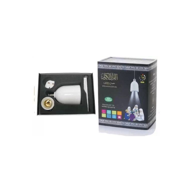 LED Ampoule Veilleuse Coranique MP3 SQ-102 Plus par Equantu - Haut-Parleur Bluetooth avec Télécommande