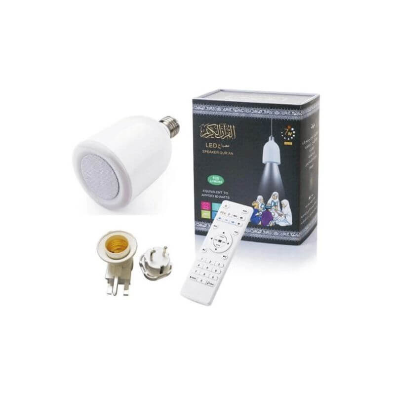 LED Ampoule Veilleuse Coranique MP3 SQ-102 Plus par Equantu - Haut-Parleur Bluetooth avec Télécommande