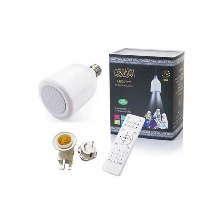 LED Ampoule Veilleuse Coranique MP3 SQ-102 Plus par Equantu - Haut-Parleur Bluetooth avec Télécommande