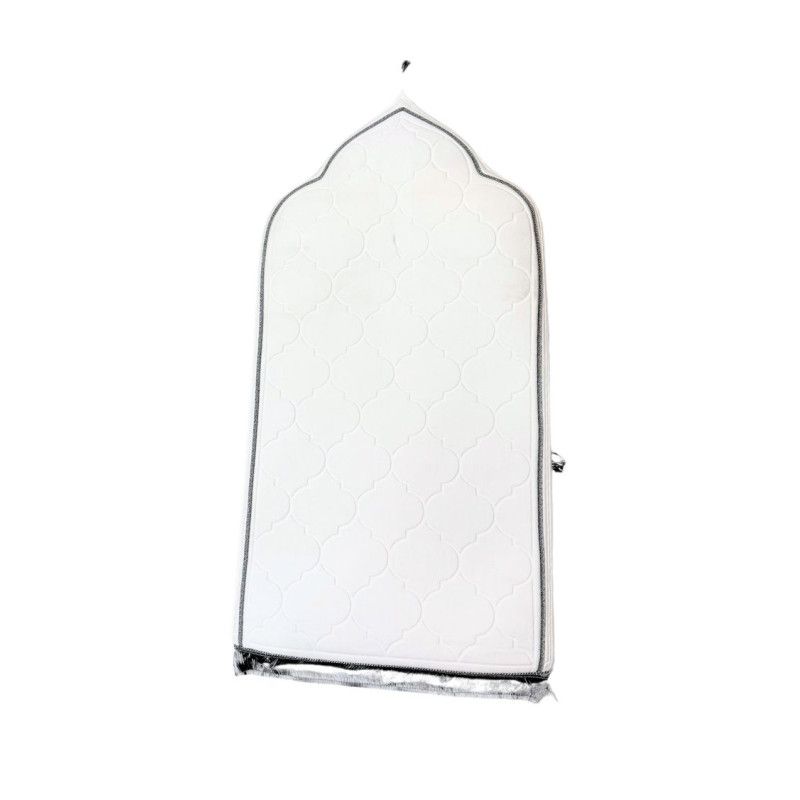 Tapis de Prière Arabesque à Mémoire de Forme - Blanc - Anti-Dérapant - 59 x 113 cm