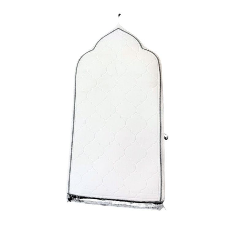 Tapis de Prière Arabesque à Mémoire de Forme - Blanc - Anti-Dérapant - 59 x 113 cm