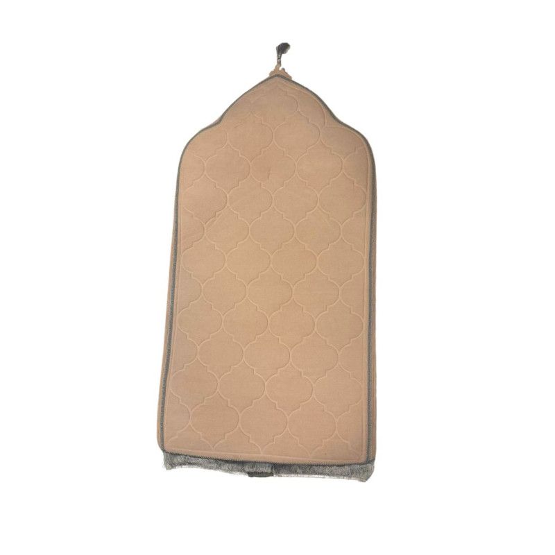 Tapis de Prière Arabesque à Mémoire de Forme - Beige - Anti-Dérapant - 59 x 113 cm