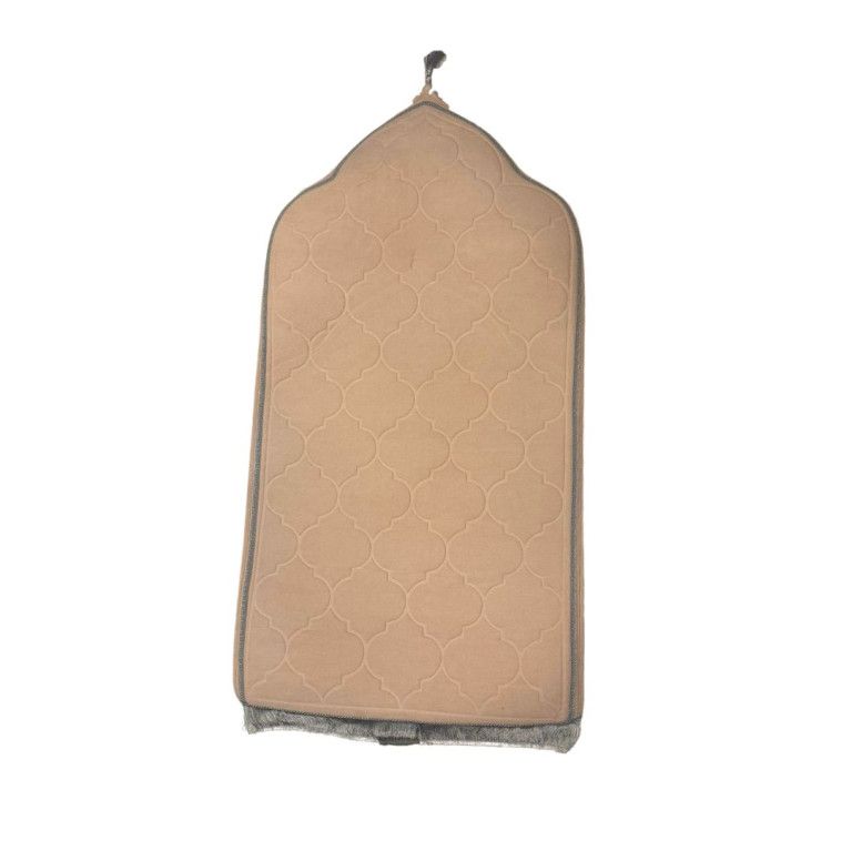 Tapis de Prière Arabesque à Mémoire de Forme - Beige - Anti-Dérapant - 59 x 113 cm