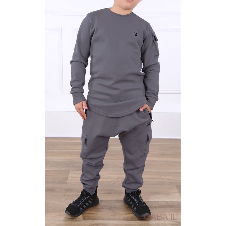 Ensemble Sniper NEO New, Kid & Teen - Anthracite - Sarouel + Haut de 3 à 16 ans - Qaba'il