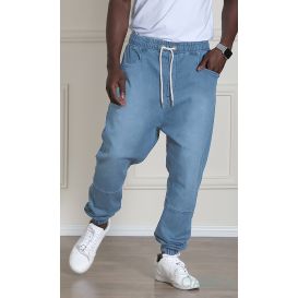 Sarouel Jean Stretch GRANDE TAILLE - Bleu Clair - Coupe Djazairi : Qaba'il