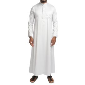 Qamis Homme : Gris en tissu glacé Coréen, élégance et qualité - Soundouss