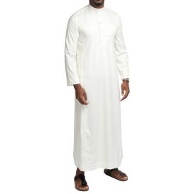  Qamis Homme : Blanc cassé en tissu glacé Coréen, élégance et qualité - Soundouss