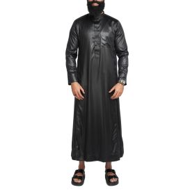 Qamis Homme : noir en tissu glacé Coréen, élégance et qualité - Soundouss