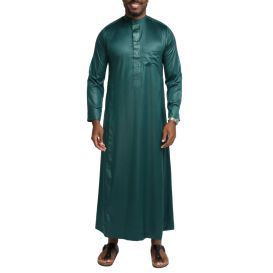  Qamis Homme : Vert en tissu glacé Coréen, élégance et qualité - Soundouss