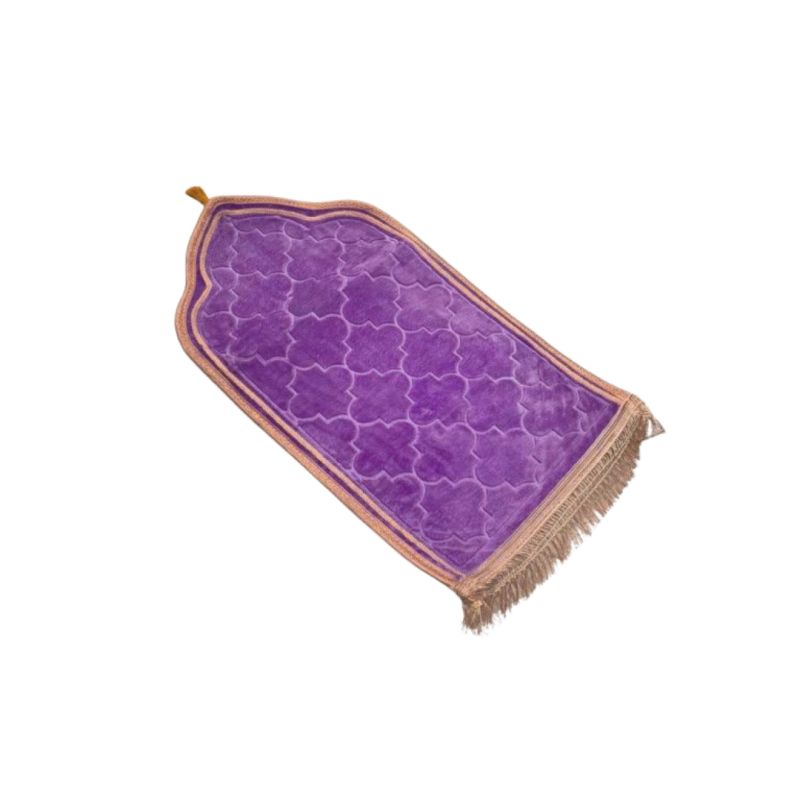 Tapis de Prière Enfant Violet - Motif Arabesque, Molletonné - 48 x 85 cm - Soundouss