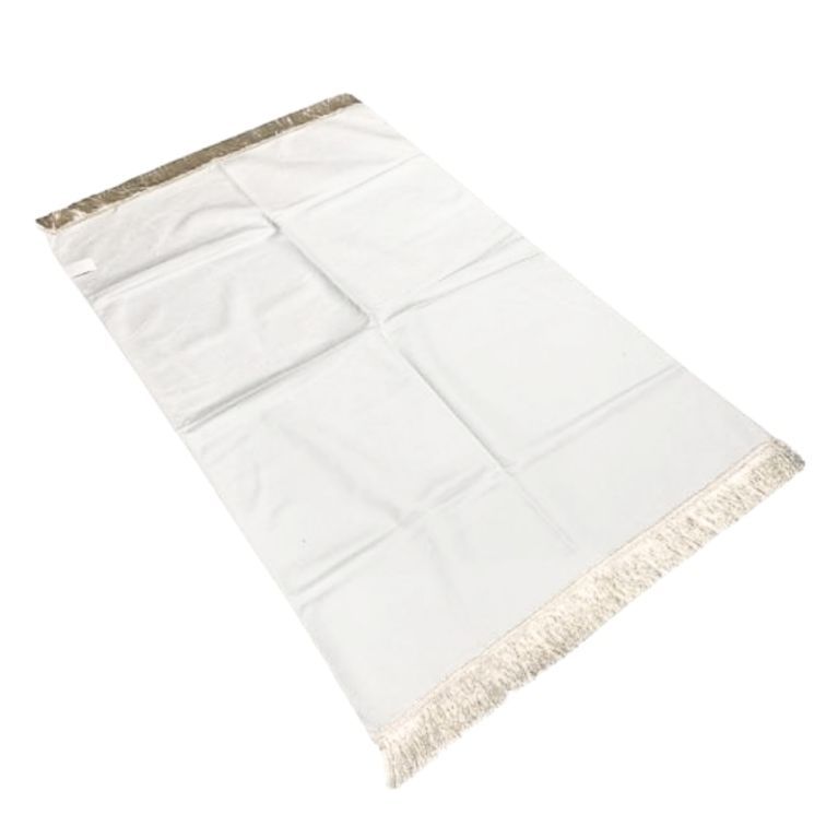 Tapis de Prière Blanc , Adulte Personnalisable - Velours Uni - Dimensions 69 x 107 cm